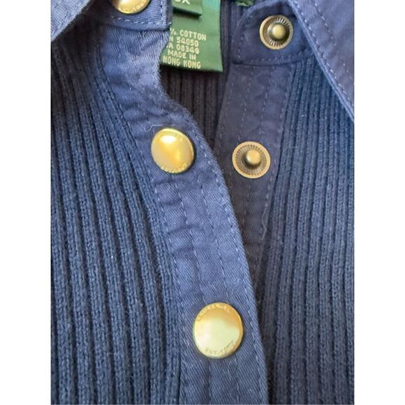 Lauren Ralph Lauren Navy Blue Collard Ribbed Knit Pullover Ling Sleeve top - Picture 8 of 11